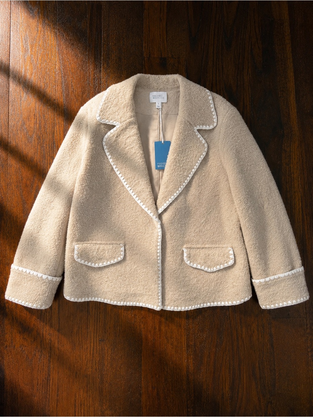 Market & Spruce Cream Teddy Blazer Jacket with Trim Sz 2X